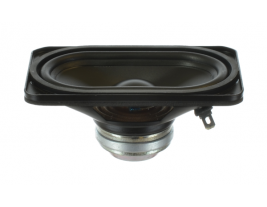 A 2.25 x 4 inch wide range speaker with a 6 ohm impedance and a power rating of 10 watts.