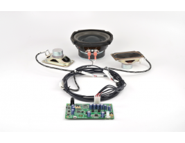 Turnkey audio system for casino gaming consoles including speakers amplifier subwoofer and wiring harness MISCO model TK-301
