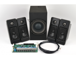 Turnkey audio system for casino gaming consoles including speakers amplifier subwoofer and wiring harness MISCO model TK-404