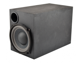 The profile of an enclosed, 5.25" subwoofer for turnkey audio kits from MISCO Speakers -- model 90305.