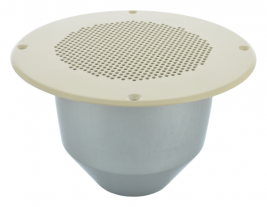 The front of a 6" wide range train ceiling speaker from MISCO Speakers -- OEM model 90156