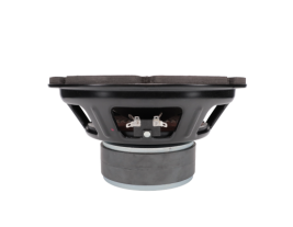 The side view of the MISCO 93054 woofer highlights the rubber surround and polypropylene cone, designed for precise sound reproduction in sealed and vented enclosures like home theaters.
