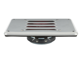 A 4 inch wide range speaker with an attached aluminum grill from MISCO Speakers -- OEM model Z9721.
