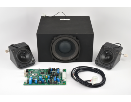 Turnkey audio system for casino gaming consoles including speakers amplifier subwoofer and wiring harness MISCO model TK-401
