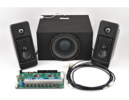 Turnkey audio system for casino gaming consoles including speakers amplifier subwoofer and wiring harness MISCO model TK-403